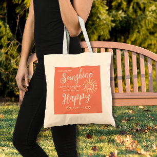 Bolsa Tote Você É Meu Sol Me Faz Feliz Pêssego Laranja