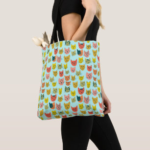 Bolsa Tote Você é Purrfect! Gatos coloridos bonitos