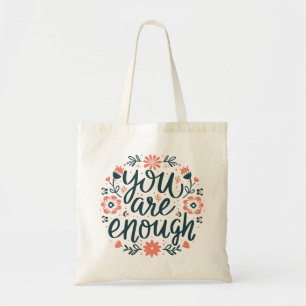 Bolsa Tote Você é suficiente amor próprio citações florais po