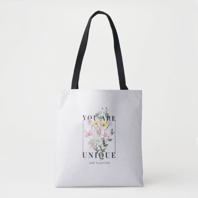 Bolsa Tote Você é um Slogan Floral Único (Frente)