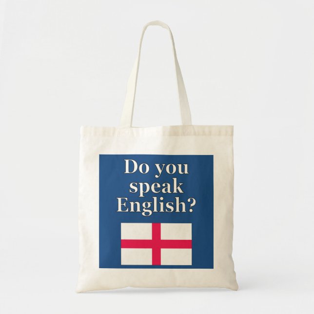 Bolsa Tote "Você fala inglês?" em inglês. Sinalizador (Frente)