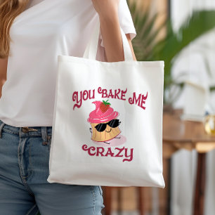 Bolsa Tote Você me Assar Cupcake De Morango Louco Óculos de s