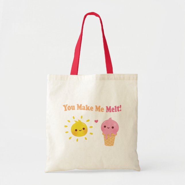 Bolsa Tote Você Me Faz Derreter, Sol Fofo e Sorvete (Frente)