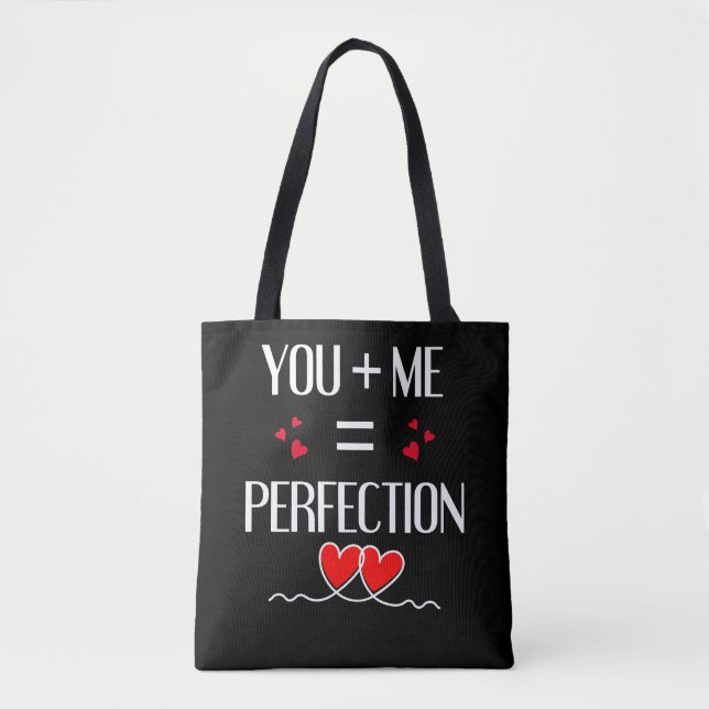 Bolsa Tote Você + Me = Perfeição - Design Casal (Frente)