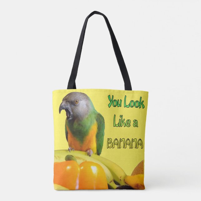 Bolsa Tote Você olha como um papagaio e uma fruta de Senegal (Verso)