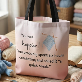 Bolsa Tote Você Parece Mais Feliz – Crochê Divertido