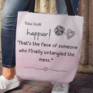 Bolsa Tote Você parece mais feliz! Desembaralhei a bagunça de