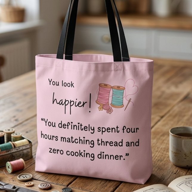 Bolsa Tote Você parece mais feliz! Gastou 4 horas combinando  (Criador carregado)