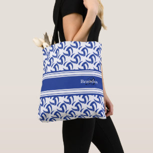 Bolsa Tote Voleibol Azul Escuro e Branco Personalizar