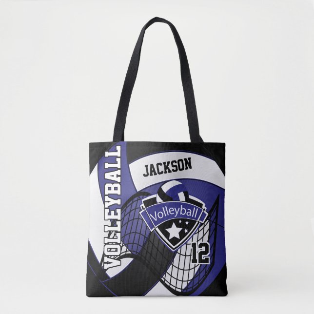 Bolsa Tote Voleibol Azul, Negro e Branco (Frente)