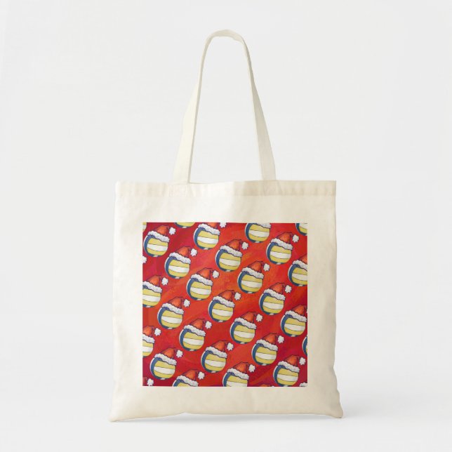 Bolsa Tote Voleibol com Chapéu de Natal (Frente)