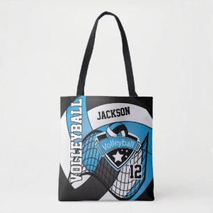Bolsa Tote Voleibol de bebê azul, preto e branco