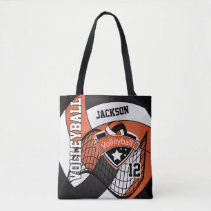 Bolsa Tote Voleibol de laranja, preto e branco