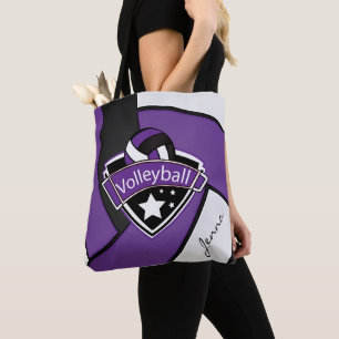 Bolsa Tote Voleibol desportivo Texto DIY - Roxo