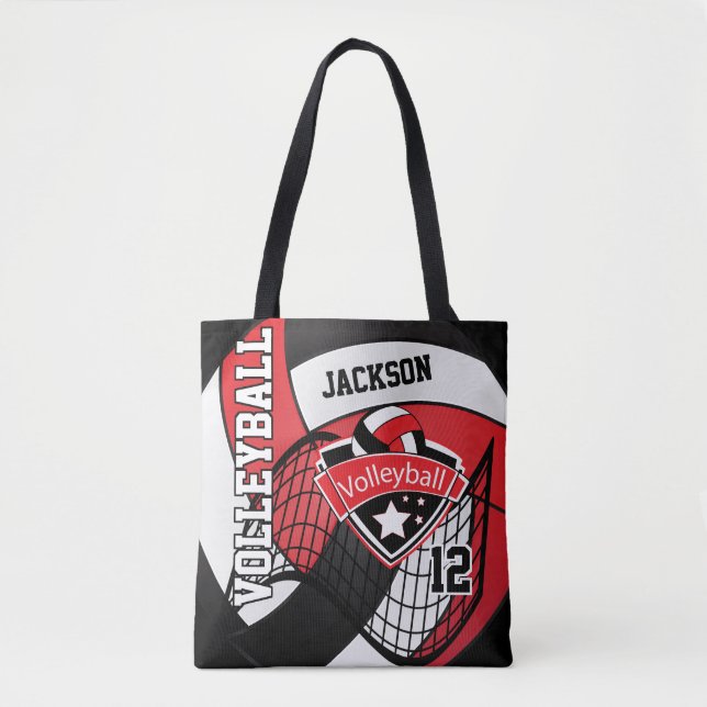Bolsa Tote Voleibol Vermelho, Negro e Branco (Frente)