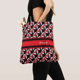 Bolsa Tote Voleibol Vermelho, Negro e Branco Personalizar