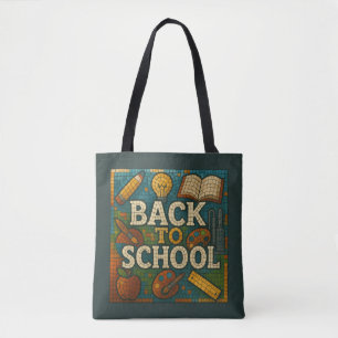 Bolsa Tote Voltar ao estilo do mosaico escolar