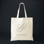 Bolsa Tote Voltar ao Nome da Escola de Script<br><div class="desc">Nome Elegante da Escola Monograma Tote Bag. Crie o perfeito de volta à escola,  aniversário ou só por causa do presente. Personalize esta design com seu próprio texto. Personalize ainda mais este design selecionando o link "personalizar mais".</div>