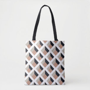 Bolsa Tote Volume de latência branca, fundo castanho.