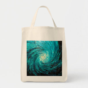 Bolsa Tote Vórtice Abstrato de Oceano Turquesa