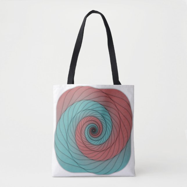 Bolsa Tote Vórtice Carmesim e Turquesa (Frente)