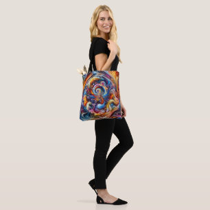 Bolsa Tote Vórtice de Cores Dinâmicas