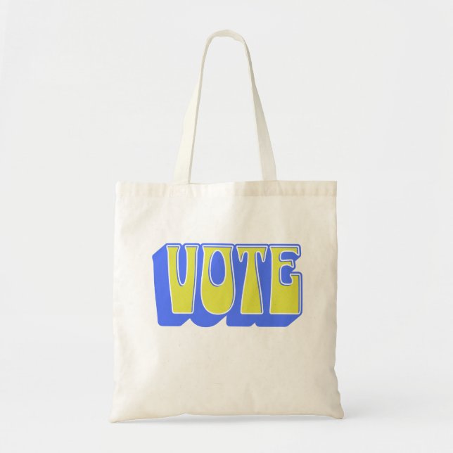 Bolsa Tote Votação Retroativa Groovy Azul Eleição Amarela Azu (Frente)