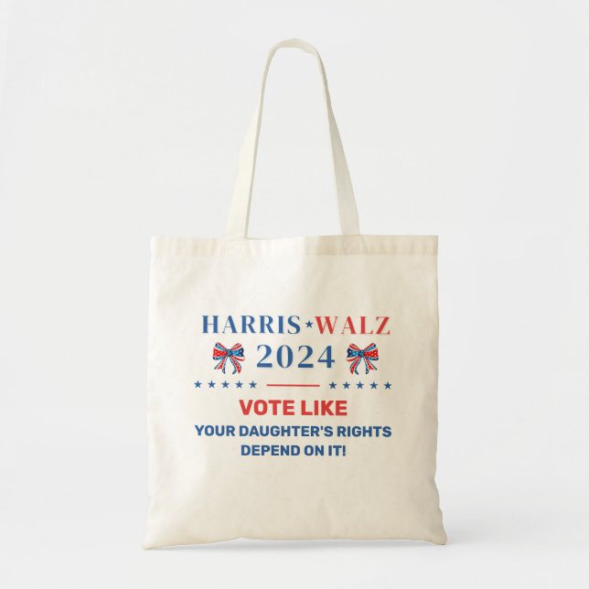 Bolsa Tote Vote nos Direitos da Filha Harris Walz 2024 (Frente)