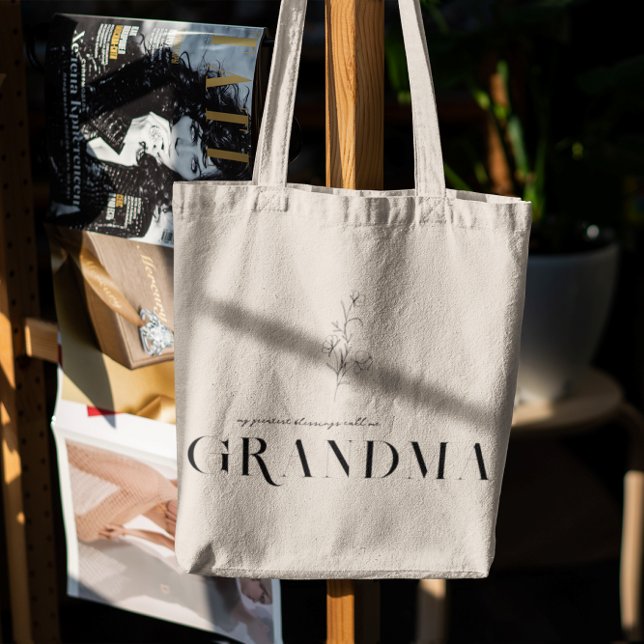Bolsa Tote Vovó | Chic Boho Lettering & Floral (Criador carregado)