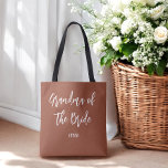Bolsa Tote Vovó do casamento nobre Terracotta<br><div class="desc">Vovó do Saco de Tote Bag de Casamento Bride em Terracotta Brown e White,  Boa para Casamentos,  Festa Bridal,  Janto de ensaio. Veja mais produtos com este design na coleção abaixo.</div>