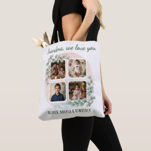 Bolsa Tote Vovó nós te amamos 6 Colagem de Fotos Eucalipto