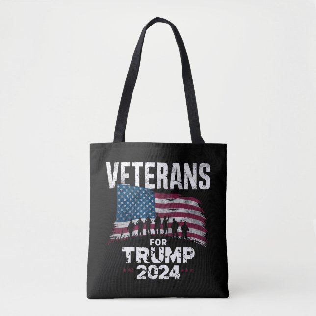 Bolsa Tote Vovô pai Veteranos Para Trump 2024 American Flag (Frente)