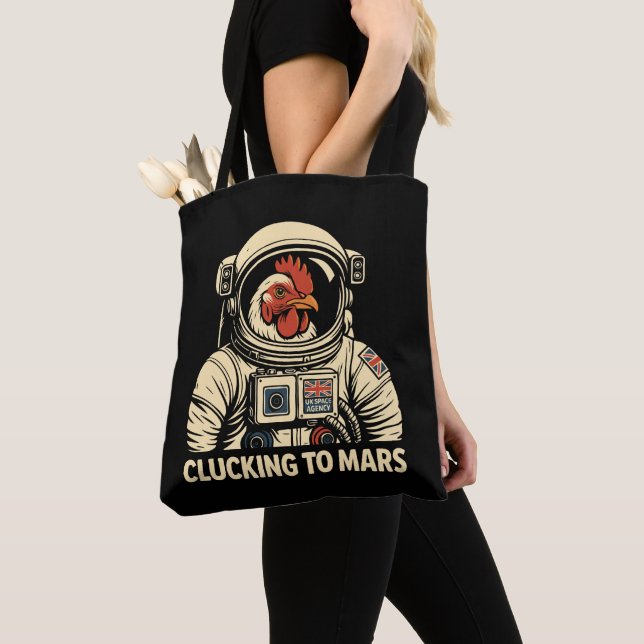 Bolsa Tote Voz do Espaço de Galinha no Astronauta (Close Up)