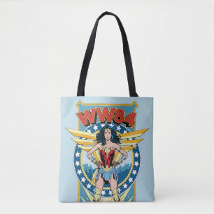 Bolsa Tote W84   Crachá de Caráter Mulher Maravilha Retro