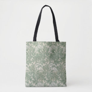 Bolsa Tote Wallpaper tulip William Morris verde têxtil