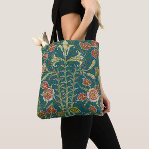 Bolsa Tote Walter Crane Antiga Flor de Lírio e Rosa