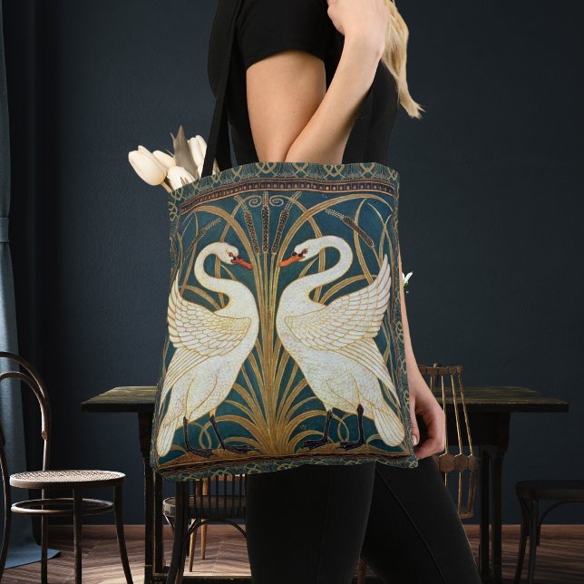 Bolsa Tote Walter Crane Swan, Rush E Iris Art Nouveau (Criador carregado)