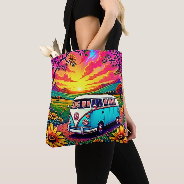 Bolsa Tote Wanderlust Van Sunset Art (Close Up)