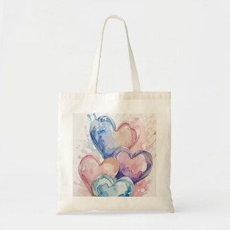 Bolsa Tote Water Colour Painted Hearts