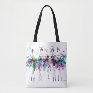 Bolsa Tote Watercolor Ballerinas: Ilustração da Dança Brilhan
