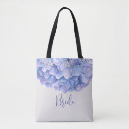 Bolsa Tote Watercolor Blue Hydrangea Pearl Bridal Party