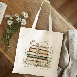 Bolsa Tote Watercolor Books and Wildflowers Book Club Name