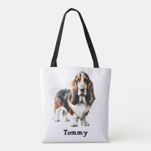 Bolsa Tote Watercolor Browse Basset Hound /Pets personalize