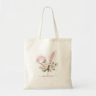 Bolsa Tote Watercolor Bunny Ears Felz pascoa Adicionar Crianç