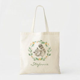 Bolsa Tote Watercolor Cute Baby Raccoon Greenery Wreath