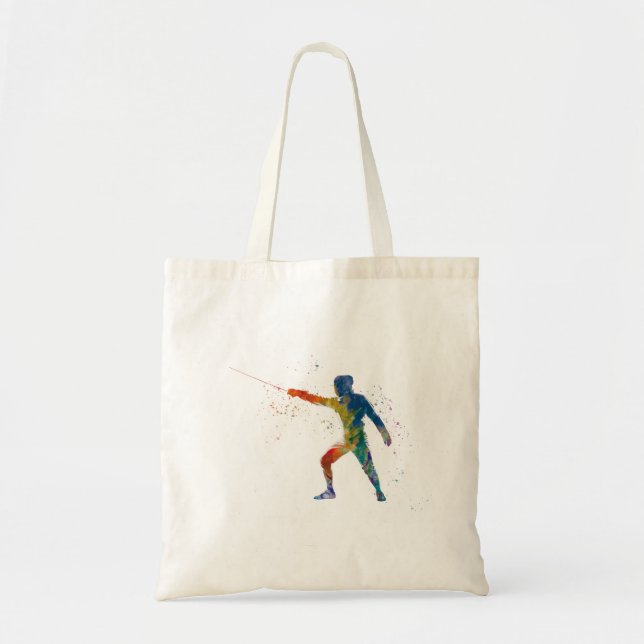 Bolsa Tote watercolor fencing (Frente)