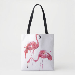 Bolsa Tote Watercolor Flamingos, Elegante Design.