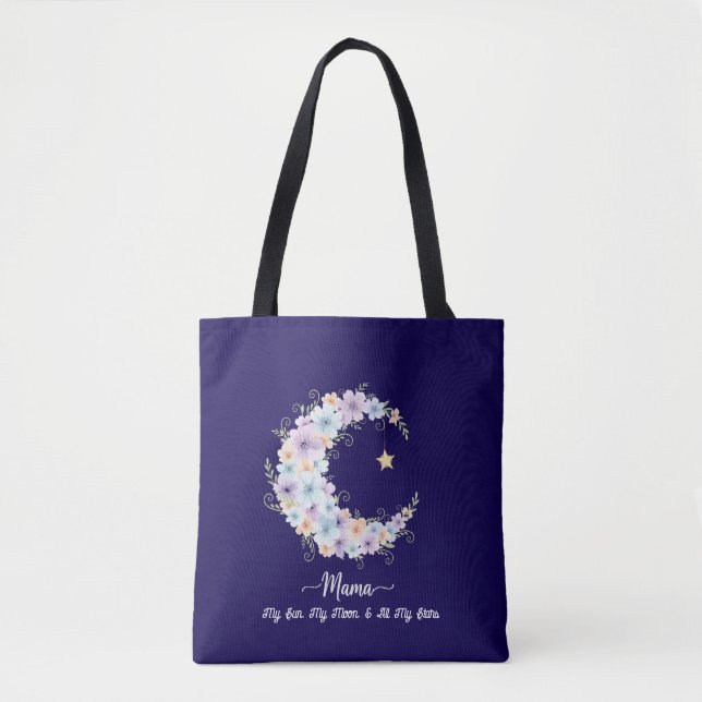 Bolsa Tote Watercolor Floral Moon Mama (Frente)