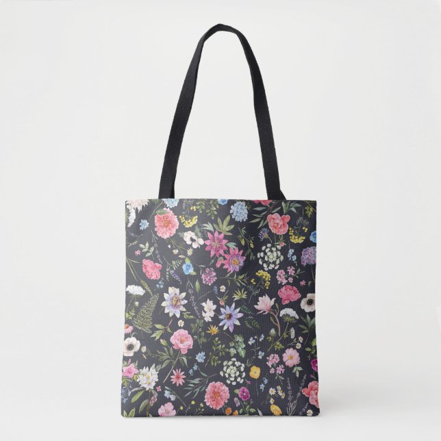 Bolsa Tote Watercolor Floral: Padrão de Verão Gentil. (Frente)