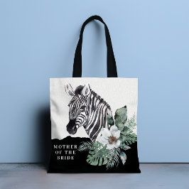 Bolsa Tote Watercolor Floral Wild Zebra Mãe Da Noiva